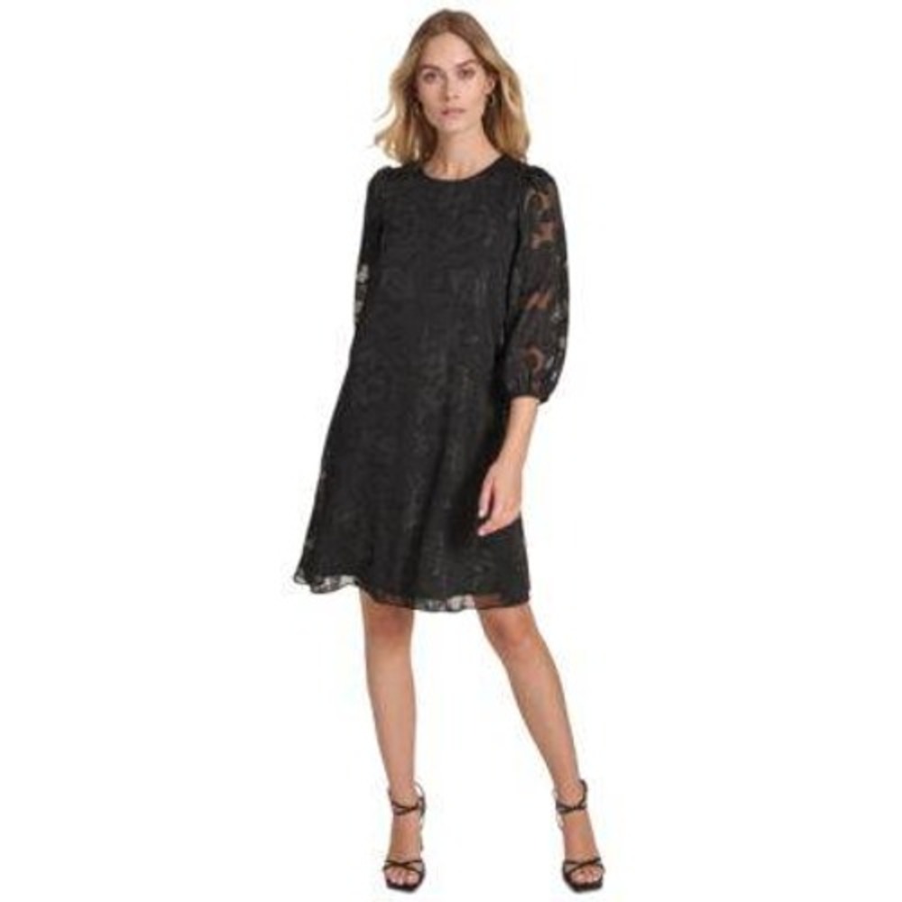 Calvin Klein Chiffon 3/4-Sleeve Shift Dress‎ Size 4